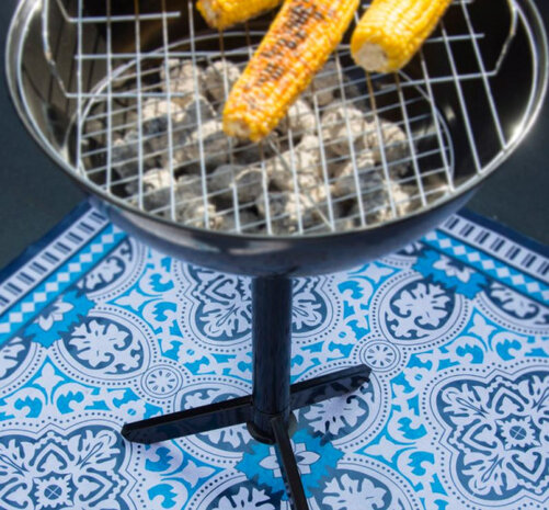 barbecuemat 100 x 100 x 0,2 cm polyester blauw