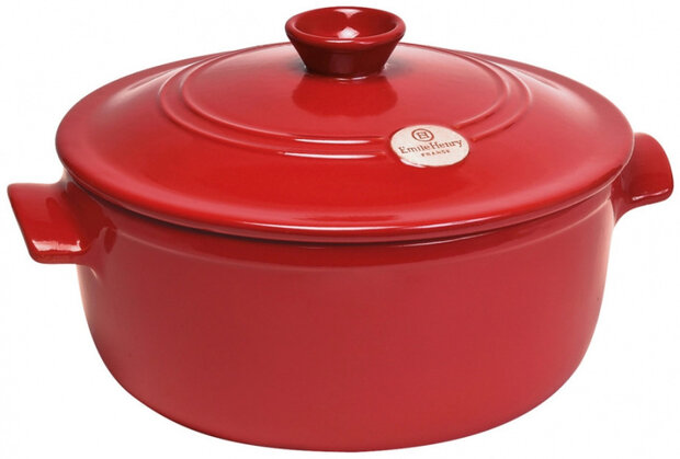 kookpan Flame 26 cm 4 liter aardewerk rood 2-delig