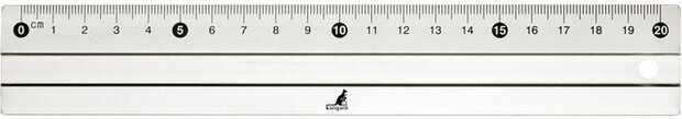 liniaal 20 cm aluminium/rubber zilver/zwart