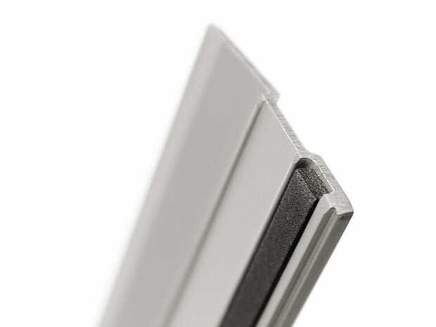 liniaal 20 cm aluminium/rubber zilver/zwart