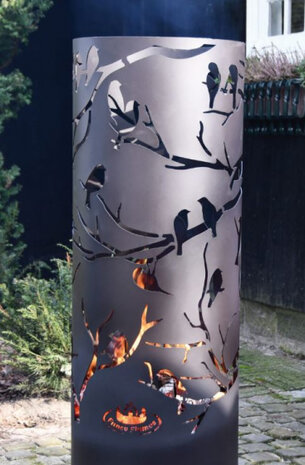 vuurkorf Vogels 39 x 39 x 118 cm staal zwart