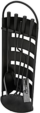haardset 55 cm staal zwart 5-delig