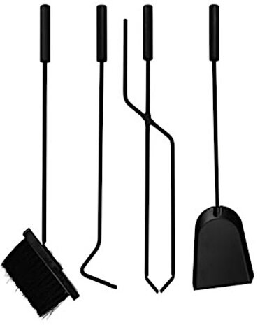haardset 55 cm staal zwart 5-delig