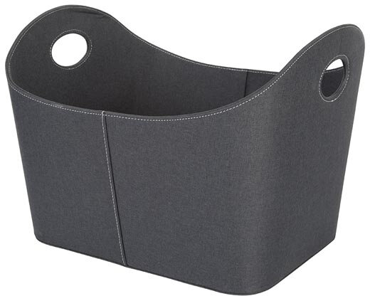 houtmand 35 x 56 x 45 cm imitatieleer/karton antraciet