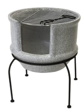 terraskachel barbecue-functie 84cm keramiek grijs