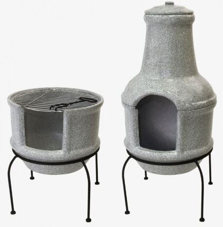 terraskachel barbecue-functie 84cm keramiek grijs