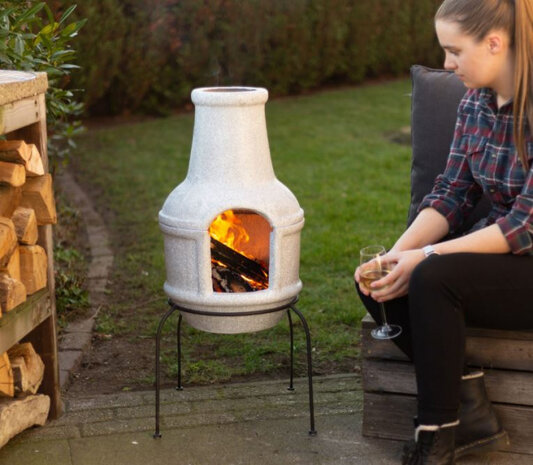 terraskachel barbecue-functie 84cm keramiek grijs