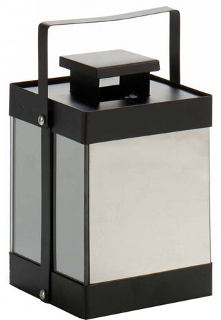 lantaarn led spiegel 12,5 x 12,5 x 18 cm staal zwart