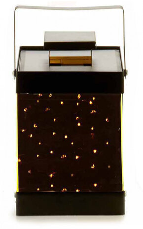 lantaarn led spiegel 12,5 x 12,5 x 18 cm staal zwart