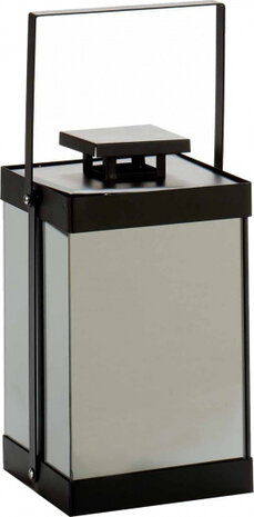 lantaarn led spiegel 15,5 x 15,5 x 27 cm staal zwart