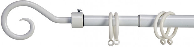 gordijnroede Krul 120-210 cm staal wit
