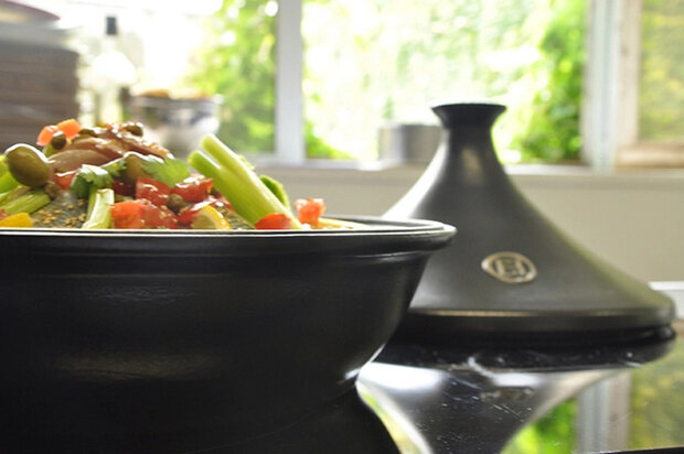 tajine 32 x 23 cm 3,5 liter aardewerk zwart