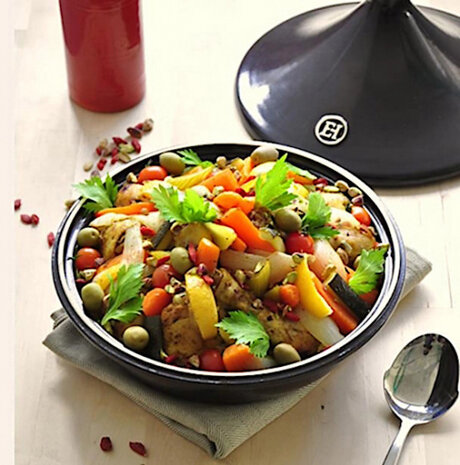 tajine 32 x 23 cm 3,5 liter aardewerk zwart