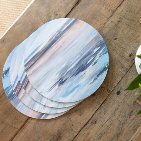 onderzetters Tranquillity 12 cm kurk blauw 4 stuks