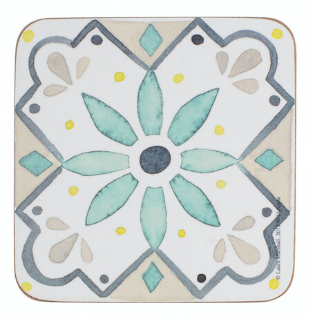 onderzetters Tile 10,5 cm kurk groen 6 stuks