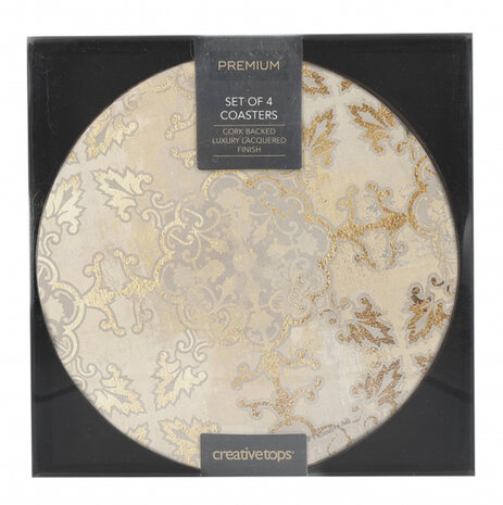 onderzetters Impressions 12 cm kurk goud 4 stuks