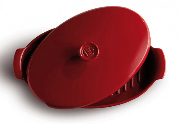 ovenschaal 41 x 24 cm 2,2 liter keramiek rood 2-delig
