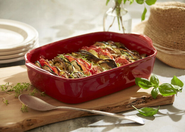 ovenschaal 42 x 27 x 9 cm 4,45 liter keramiek rood
