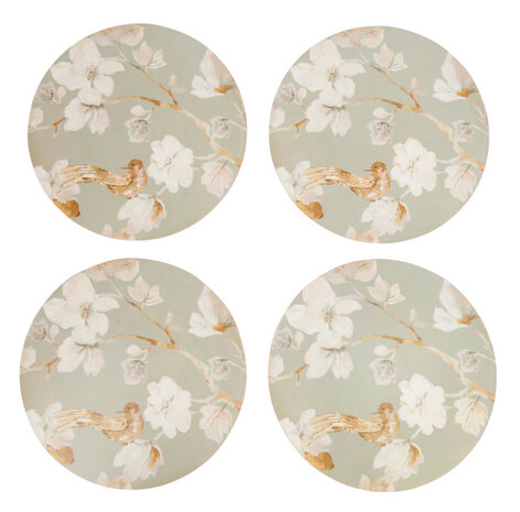 placemats Duck Egg Floral 29 cm kurk blauw 4 stuks