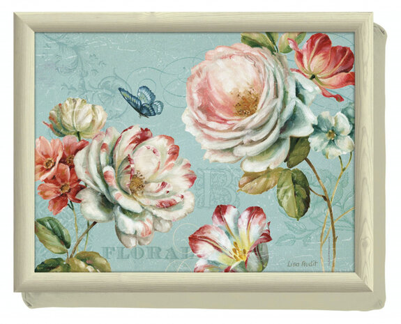 dienblad Romantic Garden 44 x 34 cm hout lichtblauw
