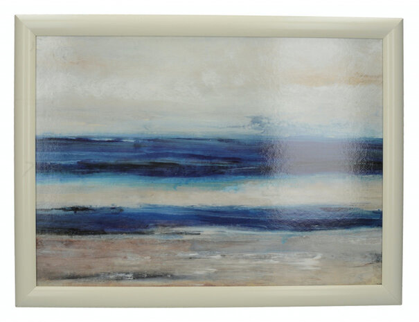 dienblad Blue Absract 44 x 34 cm hout wit/blauw