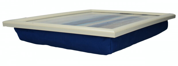dienblad Blue Absract 44 x 34 cm hout wit/blauw