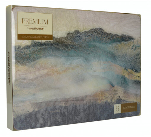 placemats Lustre Mineral 30 x 23 cm kurk grijs 6 stuks
