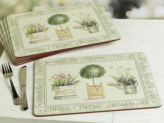 placemats Topiary 30 x 23 cm kurk groen 6 stuks