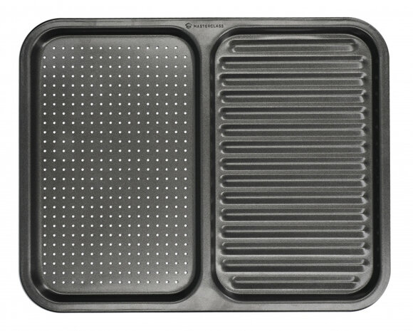 2-in-1 bakplaat 39 x 31 x 1,5 cm carbonstaal grijs