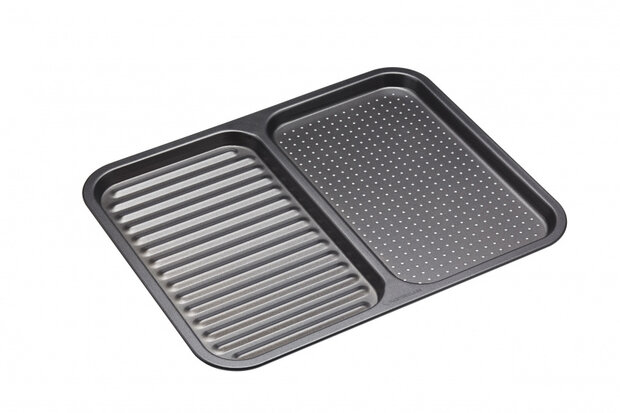 2-in-1 bakplaat 39 x 31 x 1,5 cm carbonstaal grijs