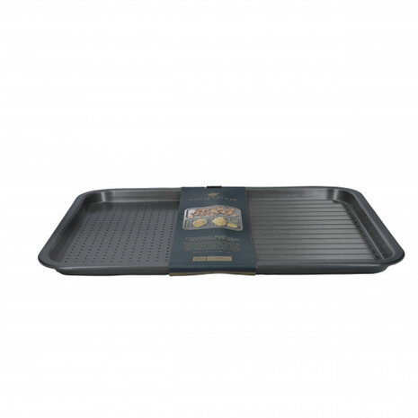 2-in-1 bakplaat 39 x 31 x 1,5 cm carbonstaal grijs