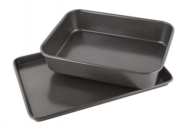 bakset 39 x 28/23 x 23 cm carbonstaal grijs 2-delig