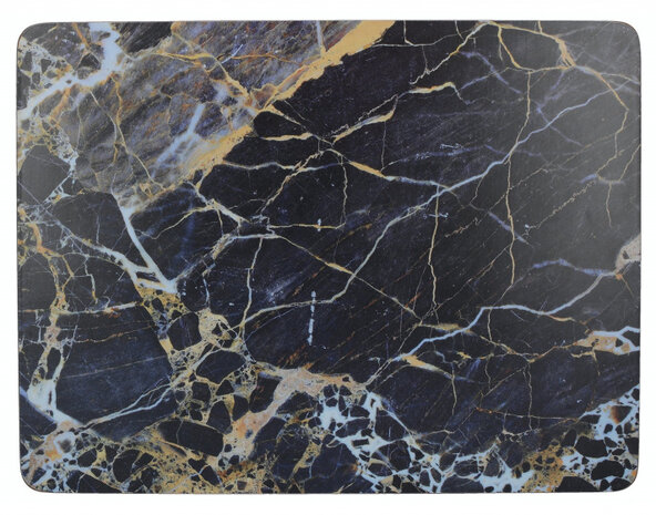 placemats Navy Marble 30 x 23 cm kurk navy 6 stuks