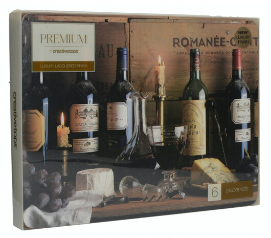 placemats Vintage Wine 30 x 23 cm kurk bruin 6 stuks