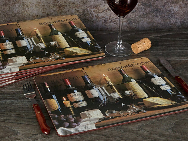 placemats Vintage Wine 30 x 23 cm kurk bruin 6 stuks