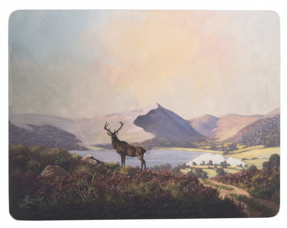 placemats Highland Stag 30 x 23 cm kurk 6 stuks