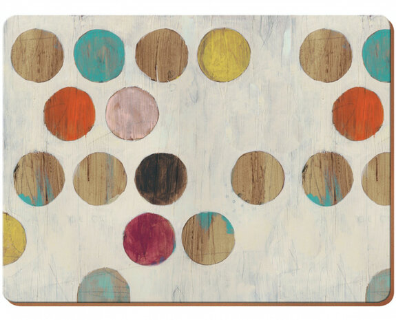 placemats Retro Spot 30 x 23 cm kurk cr&egrave;me 6 stuks