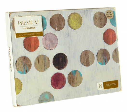 placemats Retro Spot 30 x 23 cm kurk cr&egrave;me 6 stuks