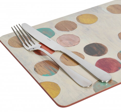 placemats Retro Spot 30 x 23 cm kurk cr&egrave;me 6 stuks
