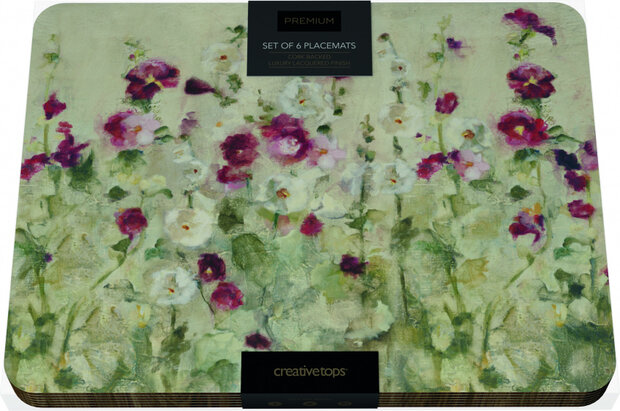 placemats Field Poppies 30 x 23 cm kurk cr&egrave;me 6 stuks