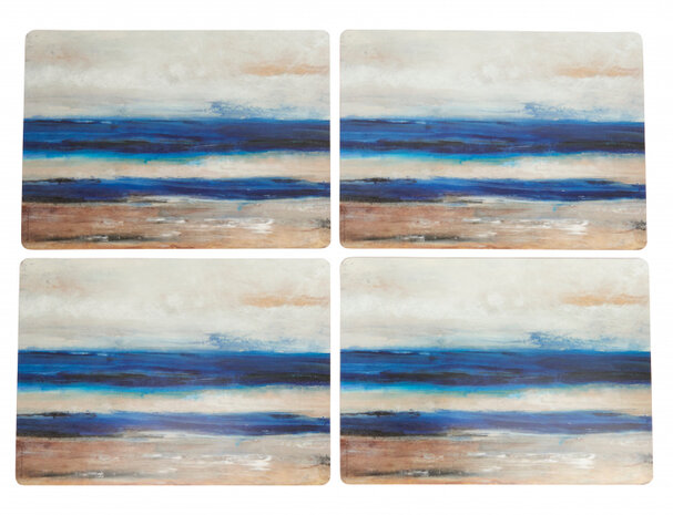 placemats&nbsp;Blue Abstract 40 x 29 cm kurk blauw 4 stuks