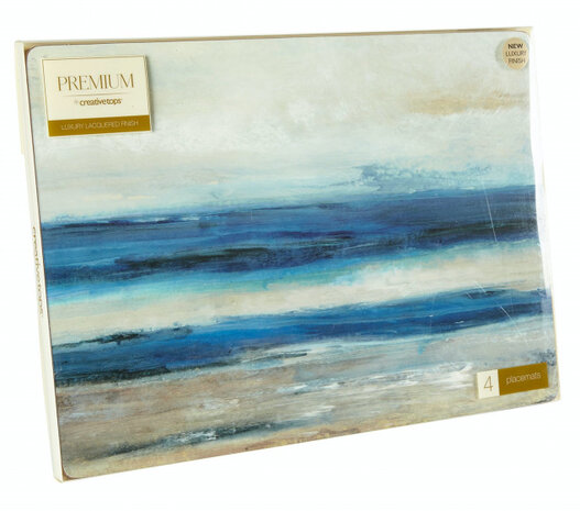 placemats&nbsp;Blue Abstract 40 x 29 cm kurk blauw 4 stuks