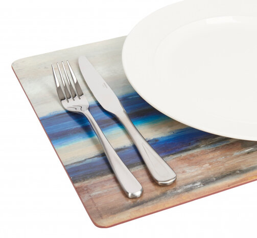 placemats&nbsp;Blue Abstract 40 x 29 cm kurk blauw 4 stuks
