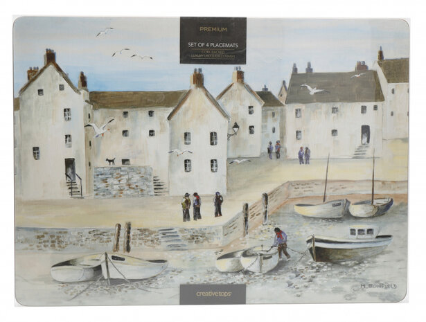 placemats Cornish Harbour 40 x 29 cm kurk 4 stuks