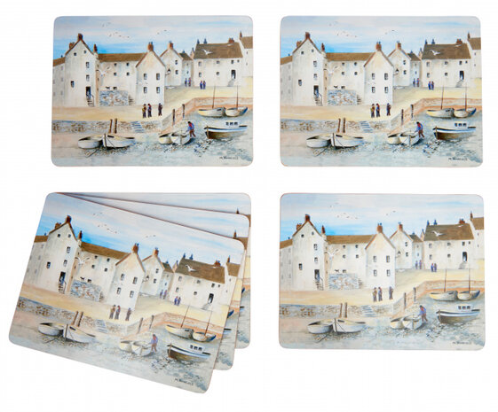 placemats Cornish Harbour 30 x 23 cm kurk 6 stuks
