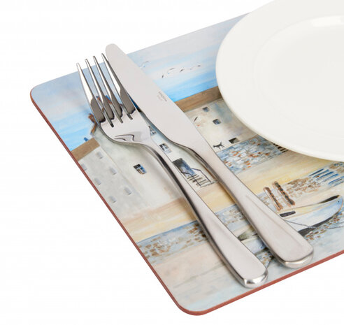 placemats Cornish Harbour 30 x 23 cm kurk 6 stuks