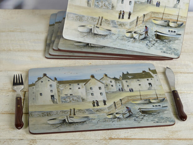 placemats Cornish Harbour 30 x 23 cm kurk 6 stuks