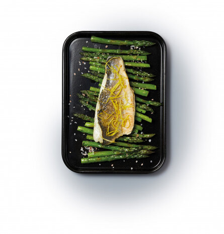 bakplaat 24 x 18 x 1,7 cm staal/emaille zwart