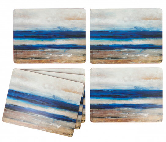 placemats Blue Abstract 30 x 23 cm kurk blauw 6 stuks