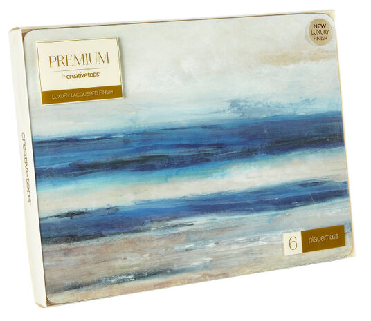 placemats Blue Abstract 30 x 23 cm kurk blauw 6 stuks